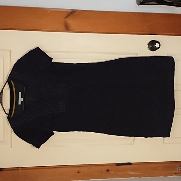 Boden Navy 100% Cotton Velvet Midi Dress W/ Embroidery Detail - Picture 2 of 11